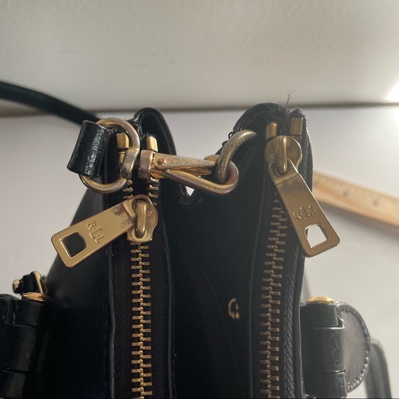 LAUREN RLL RALPH LAUREN black CROSSBODY / HAND LEATHER BAG. - Picture 11 of 13